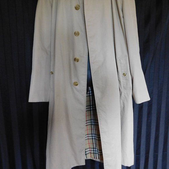 VINTAGE BURBERRY TAN NOVA CHECK TRENCH COAT XL - Picture 4 of 11